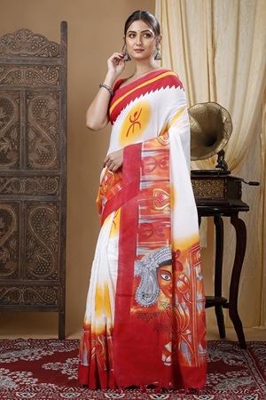 Bengali Durga Puja Themed Saree